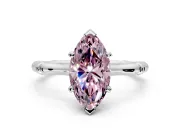 Solitaire Engagement Ring Setting for Fancy Pink Marquise Center with Bamboo Band and Prong Head in Platinum