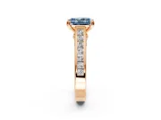 Solitaire Engagement Ring Setting for Fancy Blue Radiant Cut Center with Channel Band and Double Claw Prong Head in Rose Gold