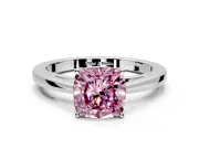 Solitaire Engagement Ring Setting for Fancy Pink Cushion Cut Center with Open Cathedral Shoulders and Prong Head in Platinum