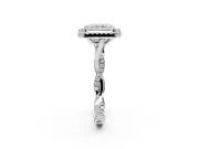 Halo Engagement Ring Setting for Radiant Cut Center with Twist Band and Prong Head in Platinum