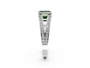 Split Shank Engagement Ring Setting for Fancy Green Asscher Cut Center with Pave Split Shank and Prong Head in Platinum