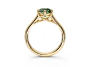 Solitaire Engagement Ring Setting for Fancy Green Round Cut Center with Cathedral Band and Prong Head in Yellow Gold