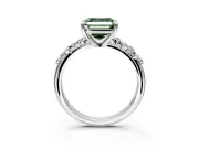 Solitaire Engagement Ring Setting for Fancy Green Asscher Cut Center with Trailing Leaf Accent Band and Prong Head in Platinum