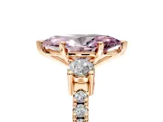 3 Stone Engagement Ring Setting for Fancy Pink Marquise Center with Round Cut Side Accents and Prong Head in Rose Gold