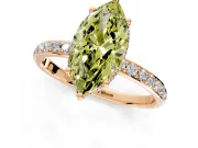 Hidden Halo Engagement Ring Setting for Fancy Yellow Marquise Center with Pave Band and Prong Head in Rose Gold