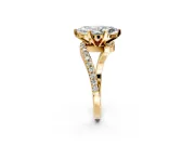 Solitaire Engagement Ring Setting for Marquise Center with Pave Bypass Swirl Band and Prong Head in Yellow Gold