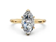 Solitaire Engagement Ring Setting for Marquise Center with Bamboo Band and Prong Head in Yellow Gold