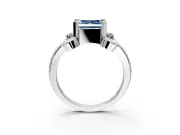 Solitaire Engagement Ring Setting for Fancy Blue Asscher Cut Center with Twisted Band and Scroll Prong Head in Platinum
