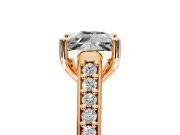 Solitaire Engagement Ring Setting for Princess Cut Center with Pave Cathedral Band and Prong Head in Rose Gold