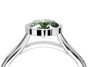Solitaire Engagement Ring Setting for Fancy Green Oval Center with V Split Shank and Bezel Head in Platinum