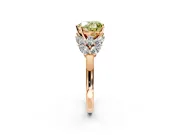 Leaf Cluster Engagement Ring Setting for Fancy Yellow Heart-Shaped Center with Marquise Accents and Prong Head in Rose Gold