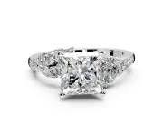 Solitaire Engagement Ring Setting for Princess Cut Center with Marquise Accent Twist Band and Prong Head in Sterling Silver