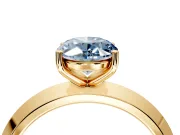 Solitaire Engagement Ring Setting for Fancy Blue Oval Center with Wide Knife Ridge Band and Prong Head in Yellow Gold