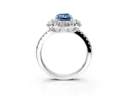Floral Halo Engagement Ring Setting for Fancy Blue Radiant Cut Center with Pave Accents and Prong Head in Platinum