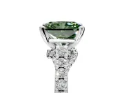 Solitaire Engagement Ring Setting for Fancy Green Radiant Cut Center with Crossover Accents and Prong Head in Platinum