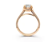 Solitaire Engagement Ring Setting for Cushion Cut Center with Accented Split Shank and Prong Head in Rose Gold