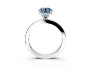 Solitaire Engagement Ring Setting for Fancy Blue Round Cut Center with Channel Baguette Band and Prong Head in Sterling Silver