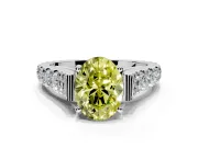 Solitaire Engagement Ring Setting for Fancy Yellow Oval Center with Pave Cathedral Shoulders and Prong Head in Sterling Silver