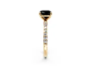 Solitaire Engagement Ring Setting for Fancy Black Cushion Cut Center with Pave Accents and Prong Head in Yellow Gold