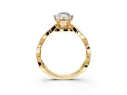 Solitaire Engagement Ring Setting for Marquise Center with Accented Twist Band and Leaf Prong Head in Yellow Gold