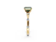 Solitaire Engagement Ring Setting for Fancy Green Asscher Cut Center with Bezel Station Band and Prong Head in Yellow Gold