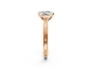 Solitaire Engagement Ring Setting for Pear-Shaped Center with Engraved Milgrain Band and Prong Head in Rose Gold