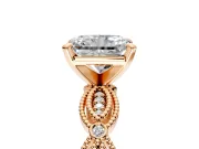 Solitaire Engagement Ring Setting for Radiant Cut Center with Marquise Panel Band and Prong Head in Rose Gold