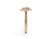 Milgrain Halo Engagement Ring Setting for Cushion Cut Center with Bezel Point Accents and Prong Head in Rose Gold
