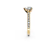 Solitaire Engagement Ring Setting for Heart-Shaped Center with Single Row Accent Band and Prong Head in Yellow Gold