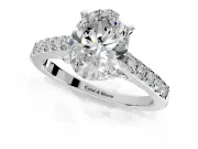 Solitaire Engagement Ring Setting for Oval Center with Crossover Accents and Prong Head in Platinum