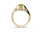Cathedral Engagement Ring Setting for Fancy Yellow Emerald Cut Center with Antique-Style Pave Band and Prong Head in Yellow Gold