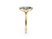 Solitaire Engagement Ring Setting for Fancy Blue Marquise Center with Straight Thin Band and Prong Head in Yellow Gold