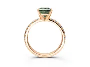 Solitaire Engagement Ring Setting for Fancy Green Princess Cut Center with Large Accents and Prong Head in Rose Gold