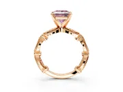 Solitaire Engagement Ring Setting for Fancy Pink Princess Cut Center with Marquise Panel Band and Prong Head in Rose Gold