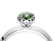 Solitaire Engagement Ring Setting for Fancy Green Pear-Shaped Center with Wide Knife Ridge Band and Prong Head in Sterling Silver