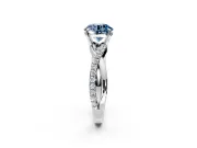 Crossover Engagement Ring Setting for Fancy Blue Round Cut Center with Pave and Plain Strands and Prong Head in Platinum