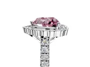 Milgrain Floral Halo Engagement Ring Setting for Fancy Pink Heart-Shaped Center with Pave Band and Prong Head in Sterling Silver