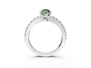 Solitaire Engagement Ring Setting for Fancy Green Marquise Center with Single Row Accent Band and Prong Head in Sterling Silver