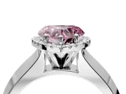 Halo Engagement Ring Setting for Fancy Pink Heart-Shaped Center with Knife Ridge Cathedral Band and Prong Head in Sterling Silver