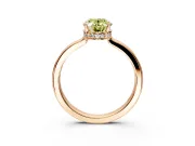 Hidden Halo Engagement Ring Setting for Fancy Yellow Oval Center with Wide Flat Plain Band and Prong Head in Rose Gold
