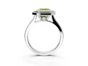 Halo Engagement Ring Setting for Fancy Yellow Asscher Cut Center with Milgrain Pave Band and Bezel Head in Sterling Silver
