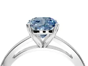 Solitaire Engagement Ring Setting for Fancy Blue Cushion Cut Center with Basket Rail and Prong Head in Platinum