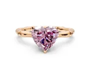 Solitaire Engagement Ring Setting for Fancy Pink Heart-Shaped Center with Bamboo Band and Prong Head in Rose Gold