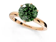 Solitaire Engagement Ring Setting for Fancy Green Round Cut Center with Plain Band and Tulip Prong Head in Rose Gold