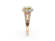 Halo Engagement Ring Setting for Fancy Yellow Princess Cut Center with Two-Strand Split Shank and Prong Head in Rose Gold