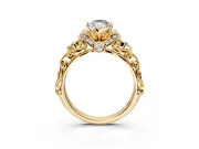Solitaire Engagement Ring Setting for Marquise Center with Filigree Band and Prong Head in Yellow Gold