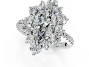 Floral Halo Engagement Ring Setting for Marquise Center with Pave Accents and Prong Head in Platinum
