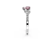 Solitaire Engagement Ring Setting for Fancy Pink Heart-Shaped Center with Crossover Accents and Prong Head in Platinum