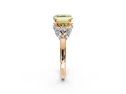 Leaf Cluster Engagement Ring Setting for Fancy Yellow Asscher Cut Center with Marquise Accents and Prong Head in Rose Gold
