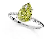 Solitaire Engagement Ring Setting for Fancy Yellow Pear-Shaped Center with Plain Twisted Rope Band and Prong Head in Platinum